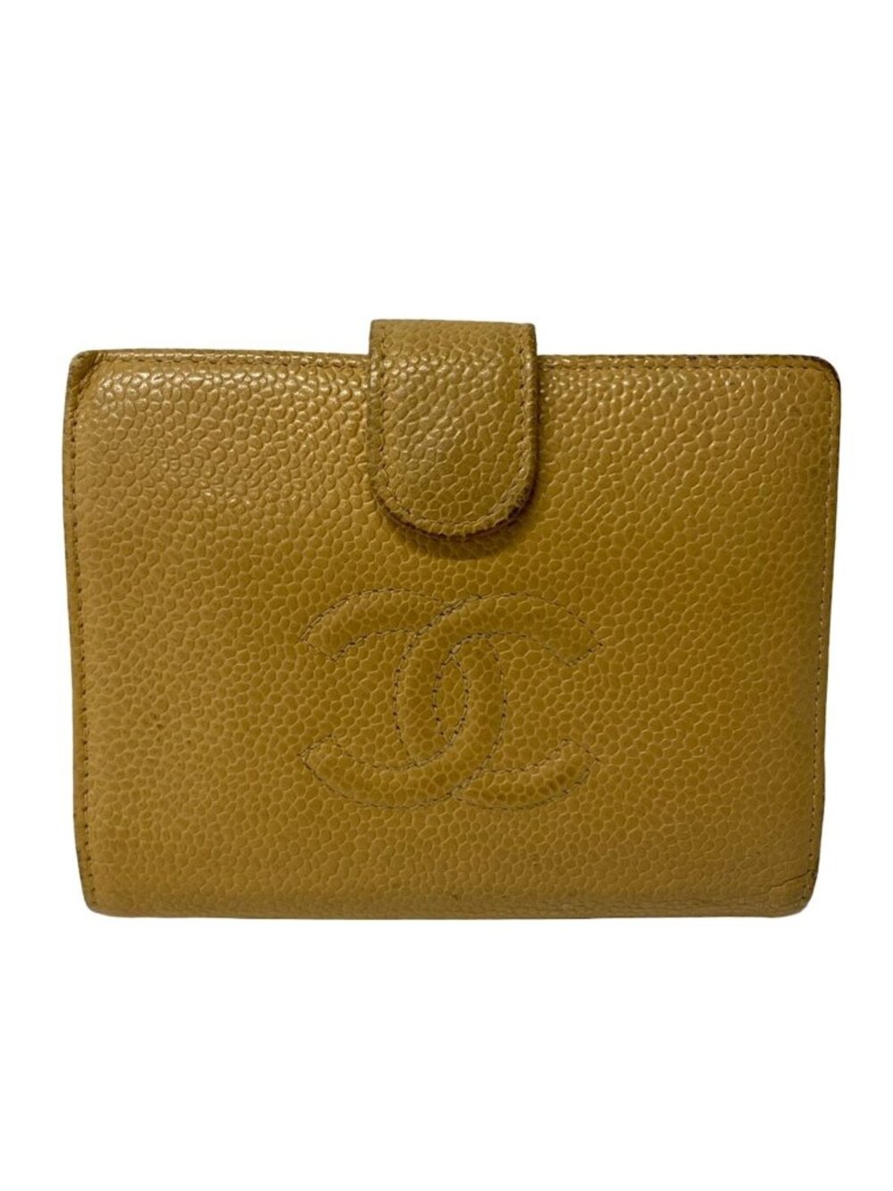 Chanel 2 Folding Wallet Light Brown Gold Kiss Lock